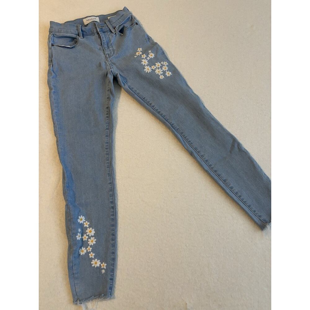Pacsun Los Angeles Perfect Fit Ankle Jegging Embroidered‎ Sunflower Size 23